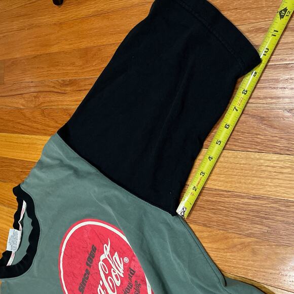 Vintage Coca-Cola T-Shirt Baseball Green Black Colorblock Elbow Sleeve Distress - Picture 8 of 11